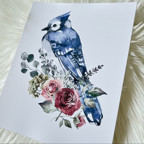 Blue Jay Bird Watercolor Wall Art Print Poster Unframed - Picture 16 of 17